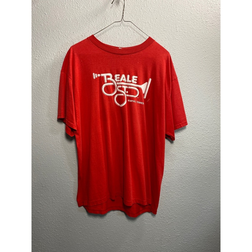 Vintage Beale Street Memphis Tennessee T Shirt Red Graphic Tee Mens XL 90s Music
